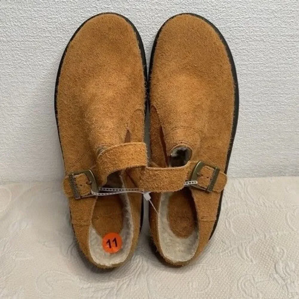 NWOB Dr. Martens Isham Brown Shearling Suede Slingback Mules Unisex Size M12/W13